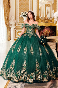 cinderella-divine-15701 Floral Corset Glitter Layered Quinceanera Ball Gown - Dress