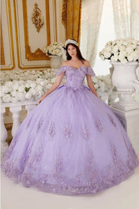 cinderella-divine-15701 Floral Corset Glitter Layered Quinceanera Ball Gown - Dress