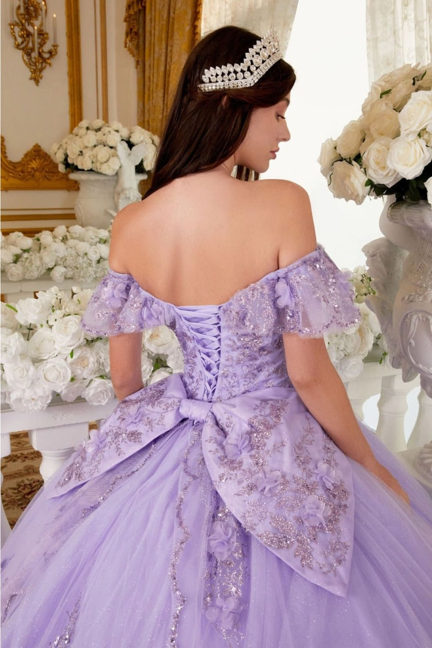 Ladivine 15701 Floral Corset Glitter Layered Quinceanera Ball Gown - Dress