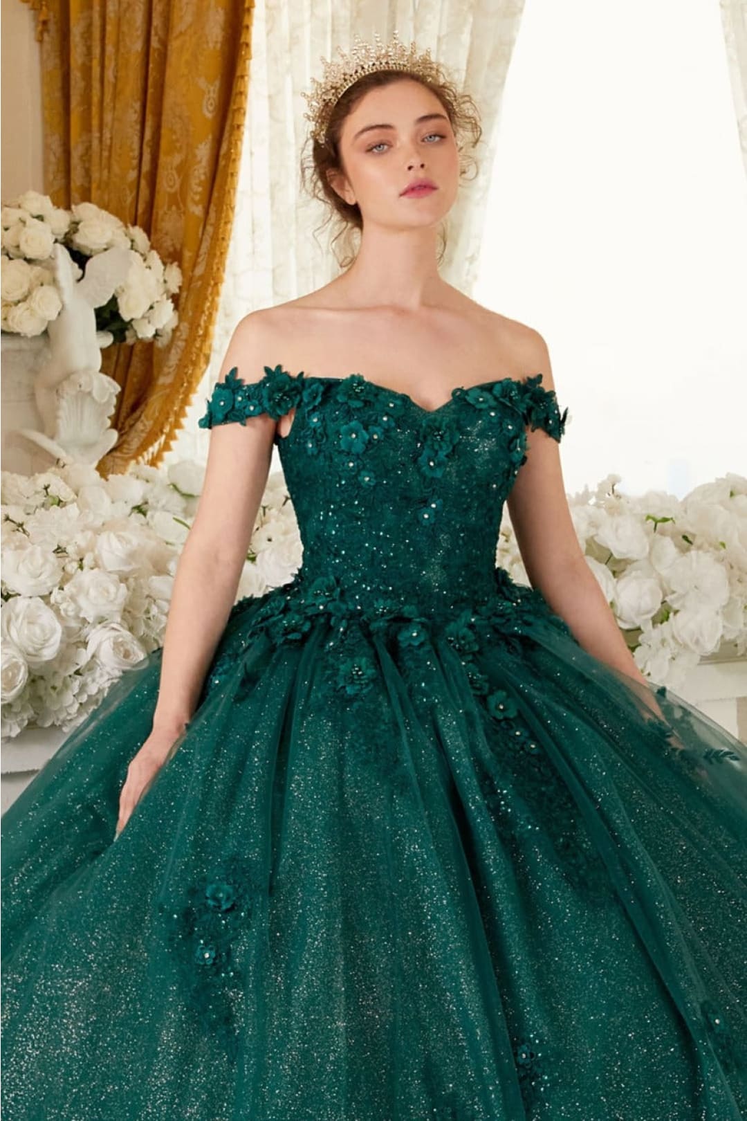cinderella-divine-15702 Sweetheart Floral Lace Applique Evening Ball Gown - Dress