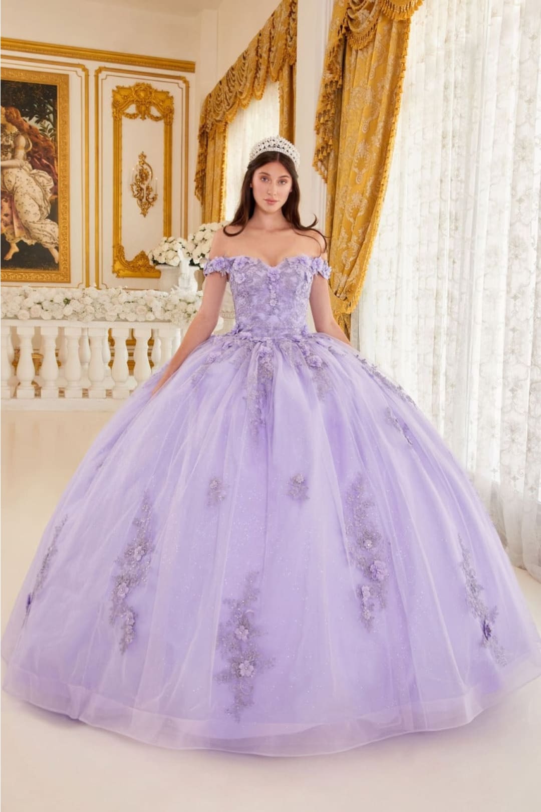 cinderella-divine-15702 Sweetheart Floral Lace Applique Evening Ball Gown - Dress
