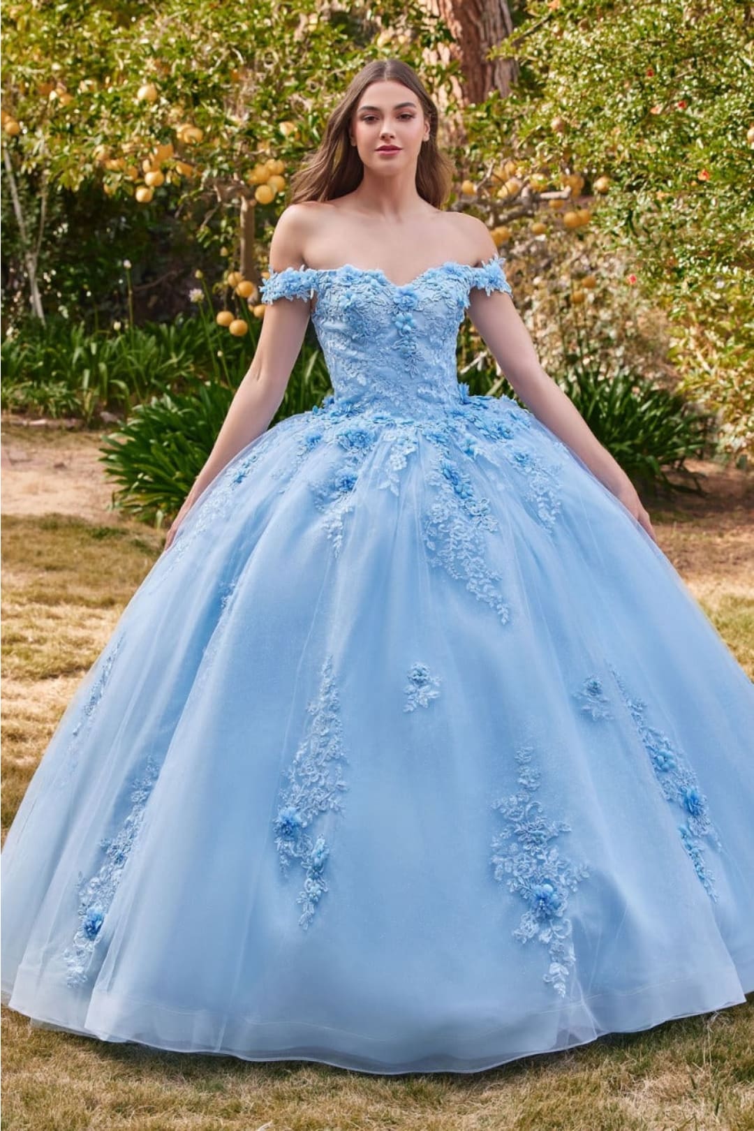 cinderella-divine-15702 Sweetheart Floral Lace Applique Evening Ball Gown - Dress