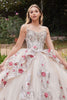 Ladivine 15703 Layered Tulle Floral Ruffle Back Quinceanera Ball Gown - Dress