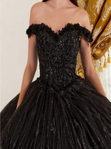 Ladivine Quinceanera Dress Floral Sweetheart Glitter Ball Gown 15704