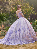 Ladivine Quinceanera Dress Floral Sweetheart Glitter Ball Gown 15704