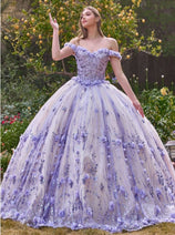 Ladivine Quinceanera Dress Floral Sweetheart Glitter Ball Gown 15704