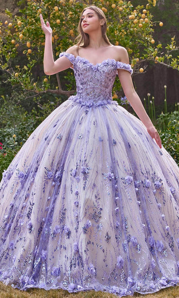 Ladivine 15704 - Sweetheart Floral Appliqued Ballgown - Prom