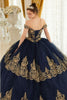 Ladivine 15705 Gold Layered Lace Applique Sweetheart Long Ball Gown - Dress