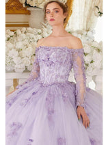 Ladivine 15706 - Long Sleeve Off-Shoulder Ballgown