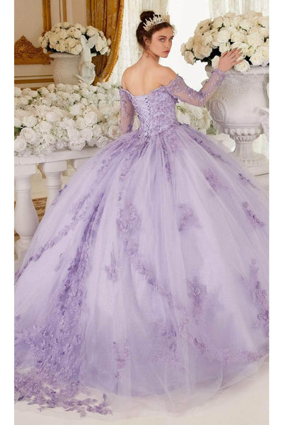 Ladivine 15706 - Long Sleeve Off-Shoulder Ballgown - Prom