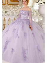 Ladivine 15706 - Long Sleeve Off-Shoulder Ballgown