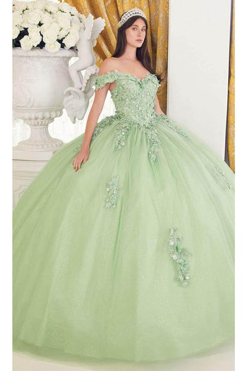 Ladivine 15710 - Floral Off-Shoulder Ballgown - Prom