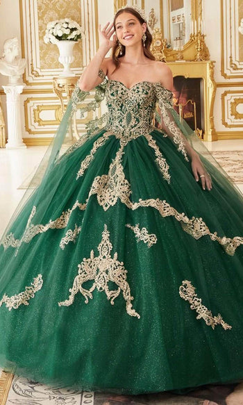 Ladivine 15711 - Lace Applique Off-Shoulder Ballgown - Prom