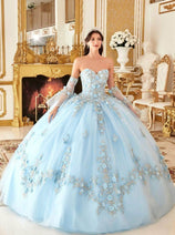 Ladivine 15714 - Strapless Floral Applique Ballgown