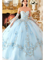 Ladivine 15714 - Strapless Floral Applique Ballgown