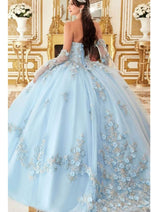 Ladivine 15714 - Strapless Floral Applique Ballgown