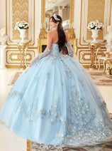 Ladivine 15714 - Strapless Floral Applique Ballgown