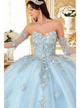 Ladivine 15714 - Strapless Floral Applique Ballgown