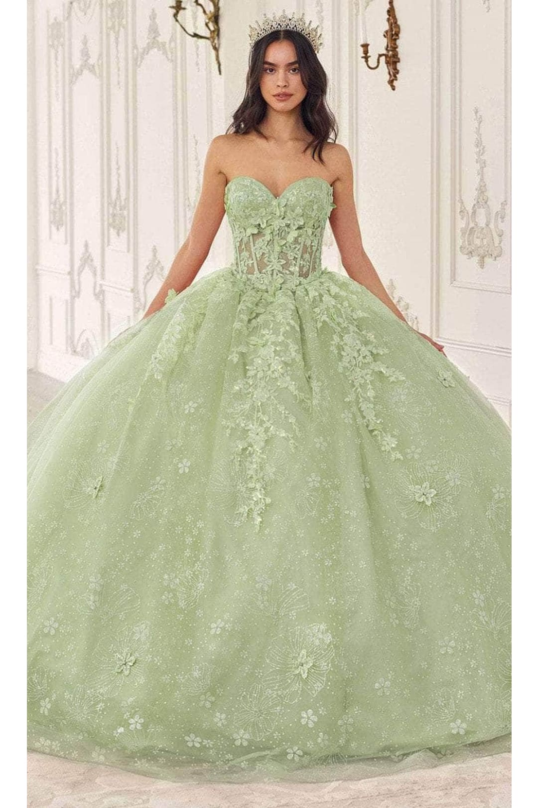 Ladivine 15719 - Applique Ornate Ballgown - Prom
