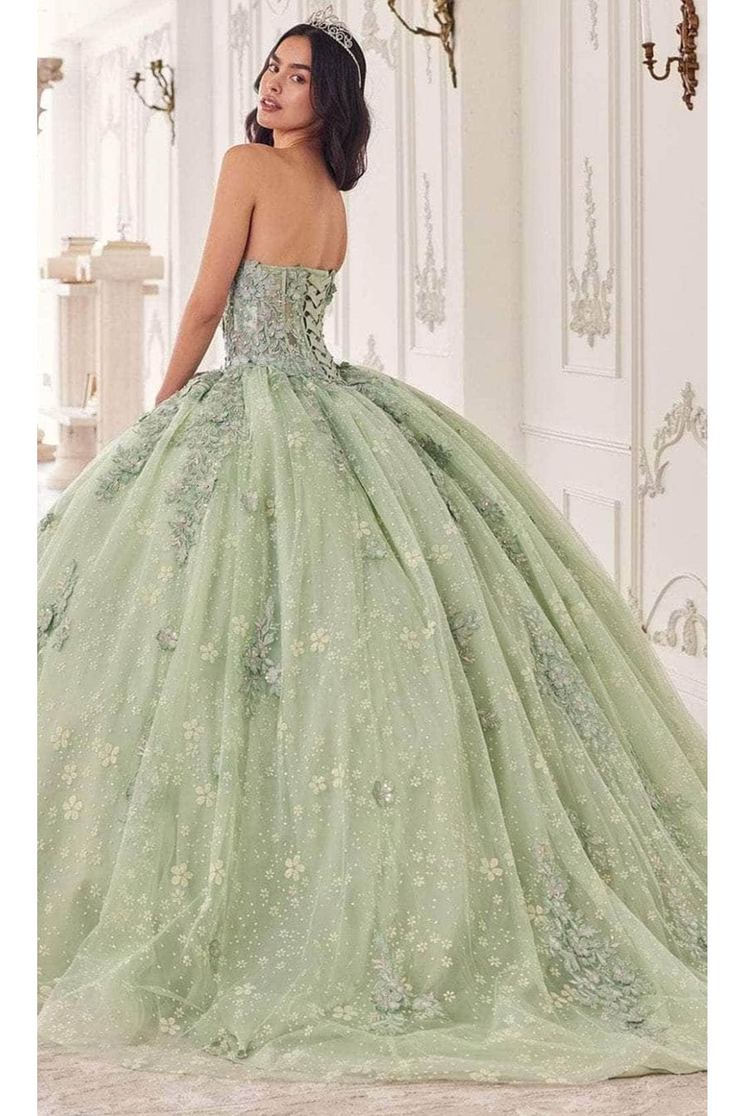 Ladivine 15722 - Puff Sleeve Classic Ballgown - Prom