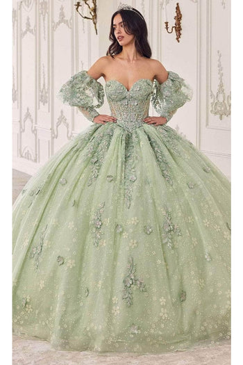 Ladivine 15722 - Puff Sleeve Classic Ballgown - Prom
