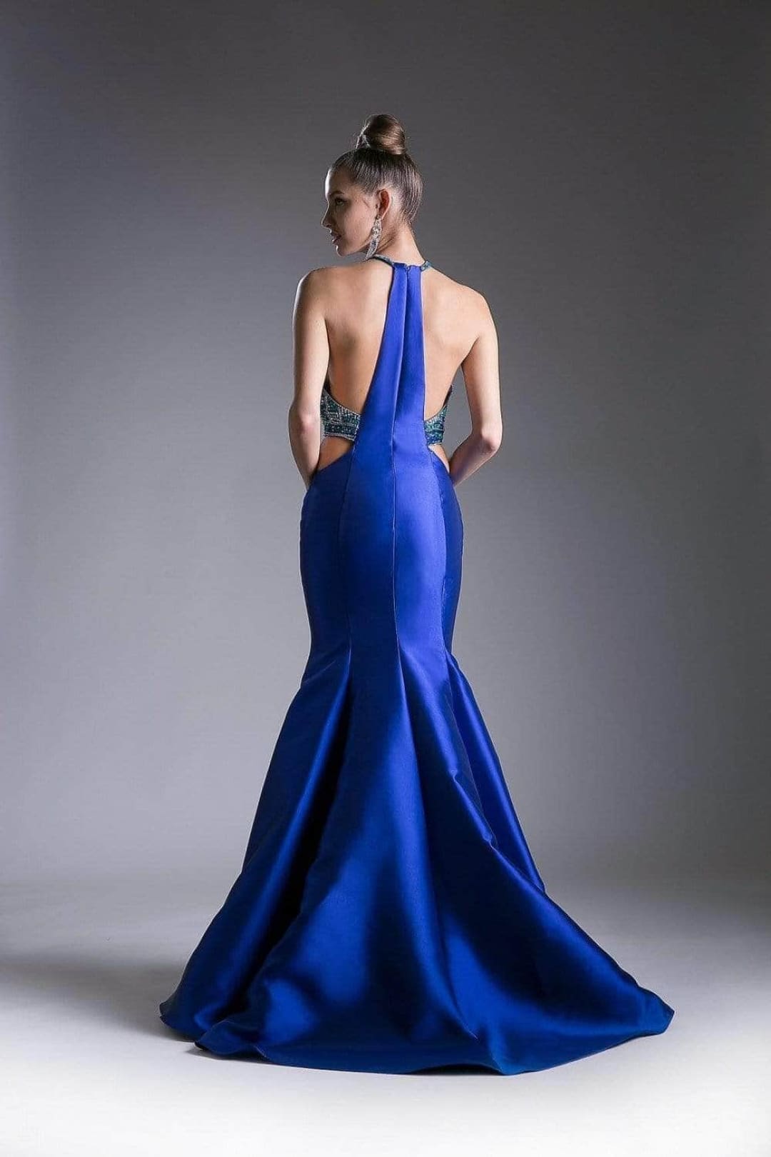 Ladivine 61894 - Beaded Halter Mermaid Gown Sheer Back - Prom