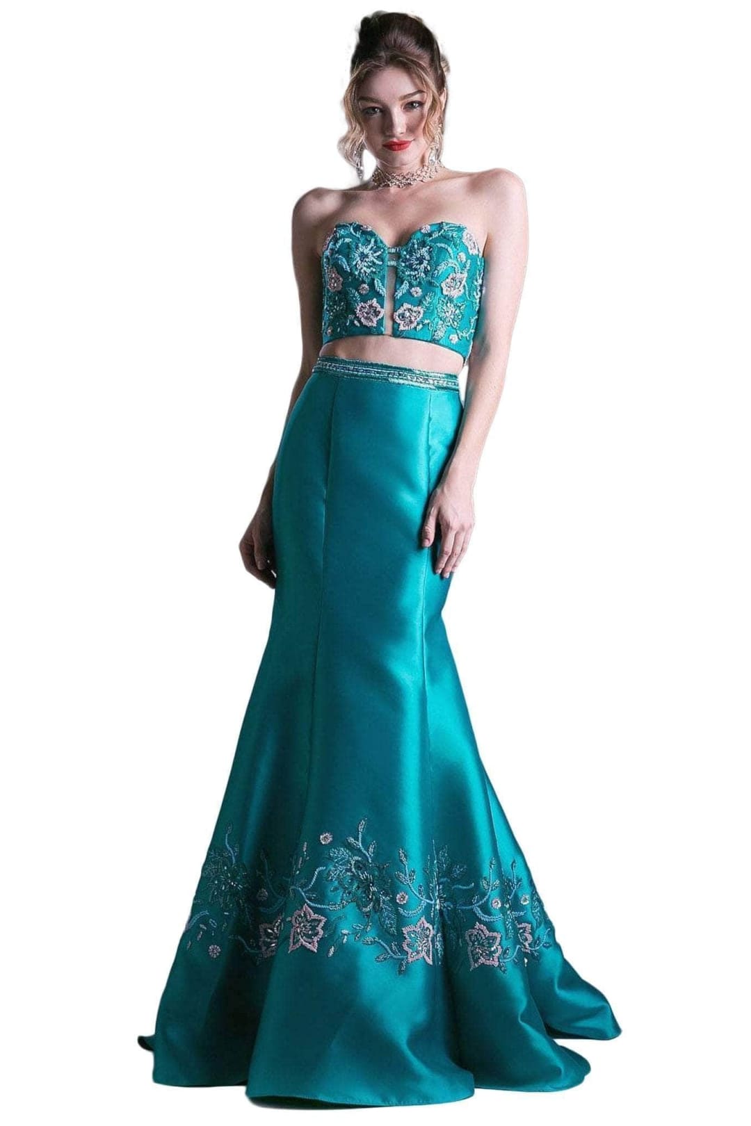 Ladivine 62211 - Two-Piece Strapless Beaded Mermaid - Prom