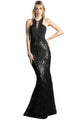 Ladivine 62495 - Sleeveless Sequined Sheath Long Gown - Prom