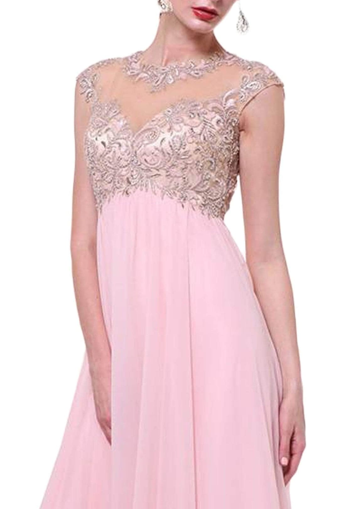 Ladivine 72 - Embellished Illusion Formal Evening Gown - Prom