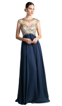 Ladivine 72 - Embellished Illusion Formal Evening Gown - Prom