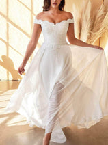 Ladivine 7258W - Scalloped Off-Shoulder Bridal Gown