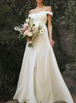 Ladivine 7258W - Scalloped Off-Shoulder Bridal Gown