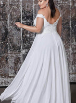 Ladivine 7258W - Scalloped Off-Shoulder Bridal Gown