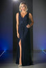 Ladivine 73 - Embellished Plunging V-neck A-line Dress - Prom