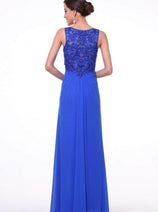Ladivine 73 - Embellished Plunging V-neck A-line Dress