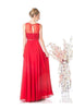 Ladivine 7458 Chiffon Empire Waist Illusion Gown - Prom