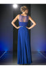 Ladivine 7458 Chiffon Empire Waist Illusion Gown - Prom