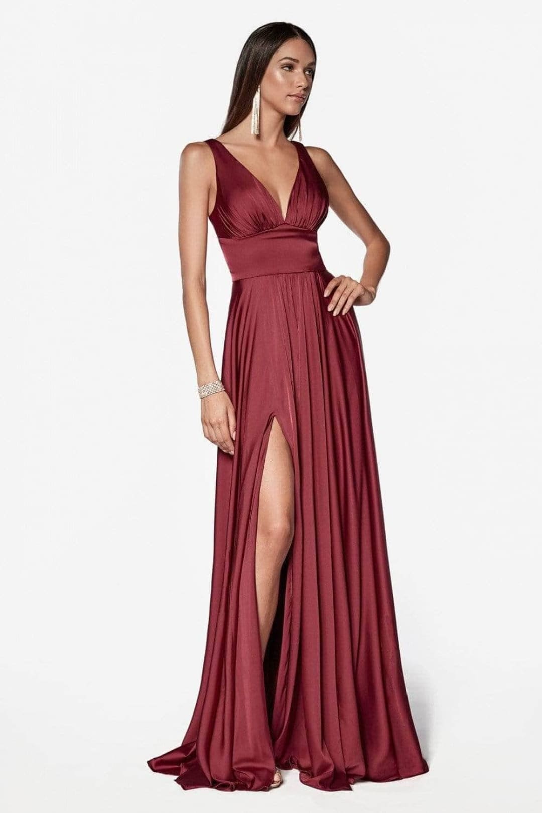 Ladivine 7469 - Satin A-Line Evening Dress - Prom