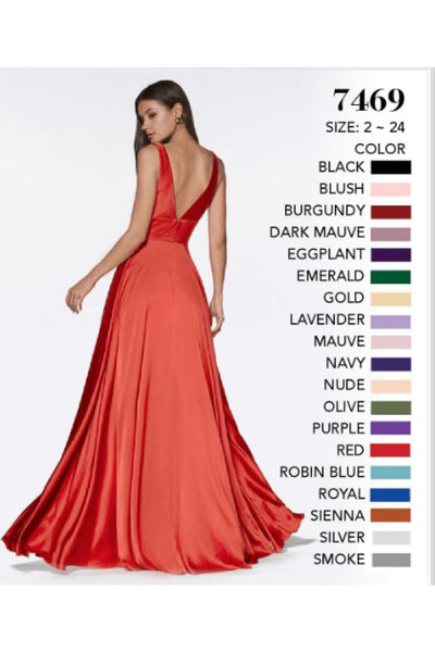 Ladivine 7469 - Satin A-Line Evening Dress - Prom