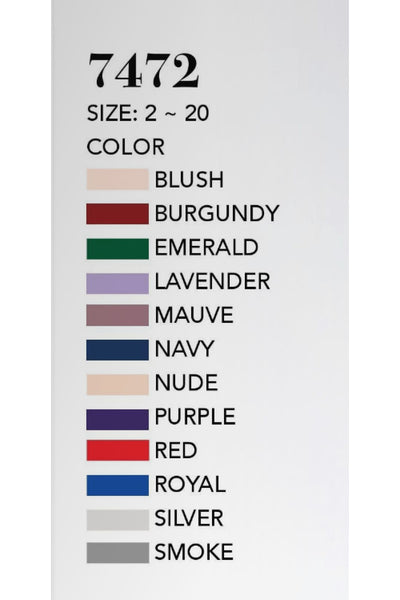 Ladivine 7472 - V-Neck Satin A-Line Dress - Prom