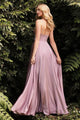 Ladivine 7472 - V-Neck Satin A-Line Dress - Prom