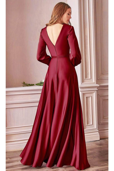 Ladivine 7475 - Long Sleeve High Slit Gown - Prom