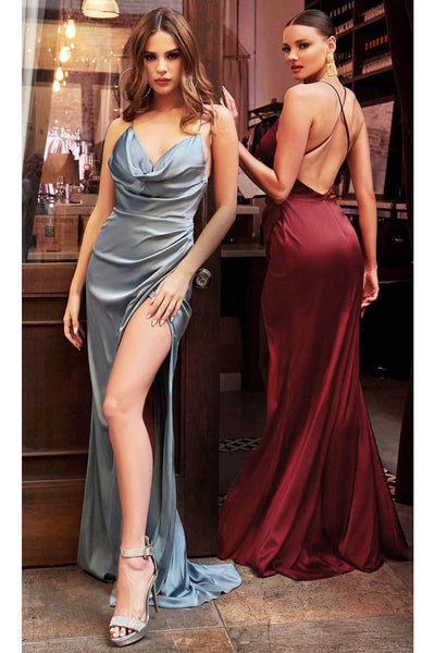 Ladivine 7479 - Open-Back Draped Affordable Prom Gown - Prom