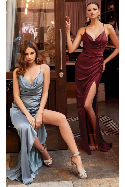 Ladivine 7479 - Open-Back Draped Affordable Prom Gown - Prom