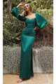 Ladivine 7482 - Billowy Sleeve Soft Satin Gown - Prom