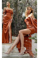 Ladivine 7482C - Sweetheart Soft Satin Sheath Dress - Prom