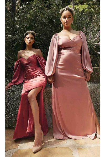 Ladivine 7482C - Sweetheart Soft Satin Sheath Dress - Prom