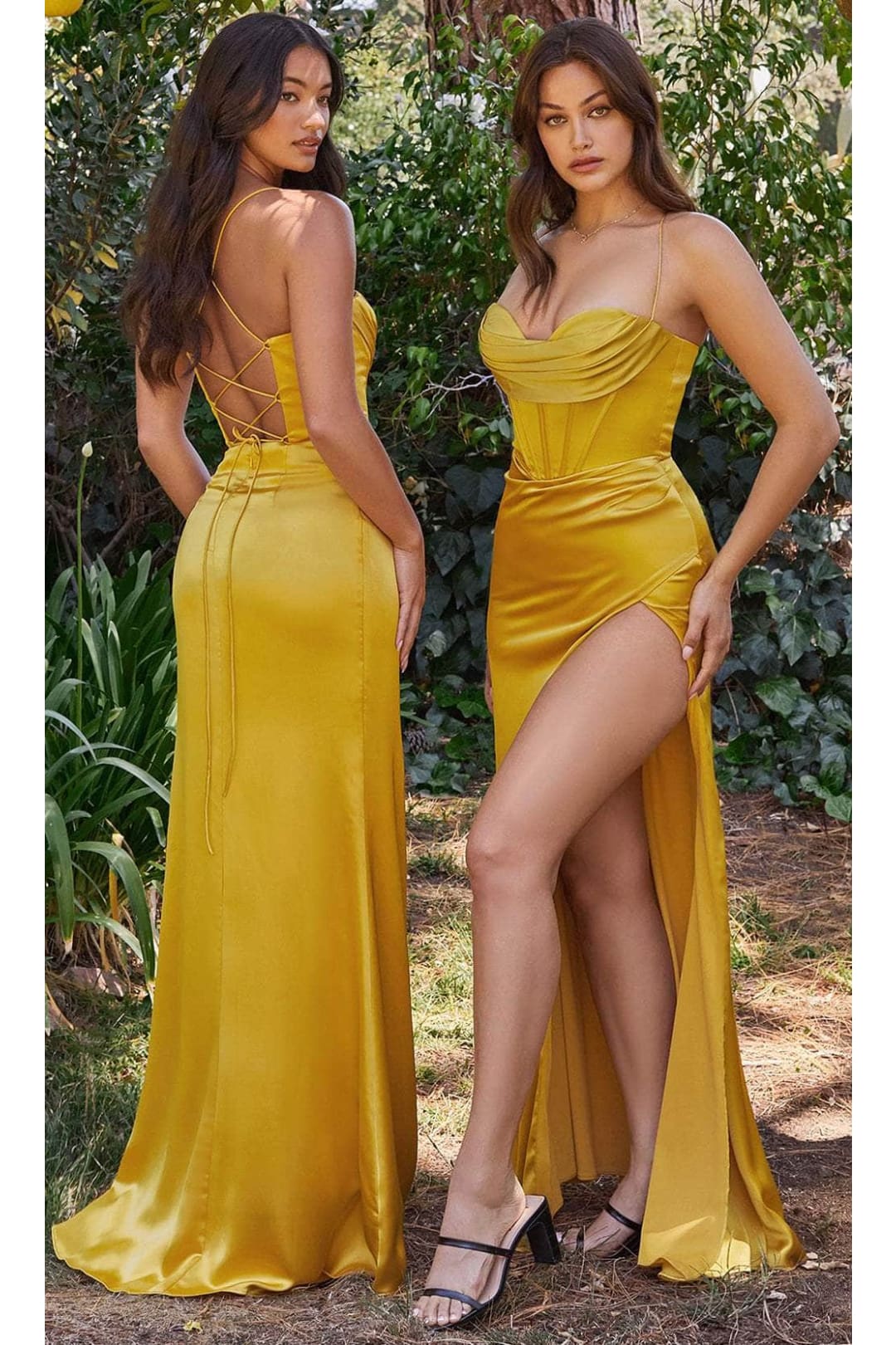 Ladivine 7483 - Satin Long Evening Dress - Prom