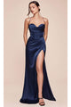 Ladivine 7483 - Satin Long Evening Dress - Prom
