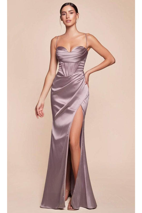 Ladivine 7483 - Satin Long Evening Dress - Prom